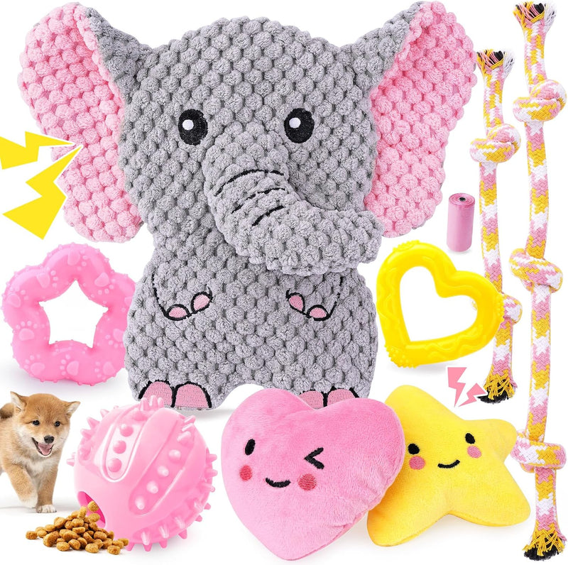 XIUGOAL Pink Puppy Toys - 9 Pack Puppy Chew Toys for Teething, Enrichment Dog Toys for Small Dogs