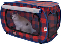 SportPet Designs Large Pop Open Kennel, Portable Cat Cage Kennel - Red