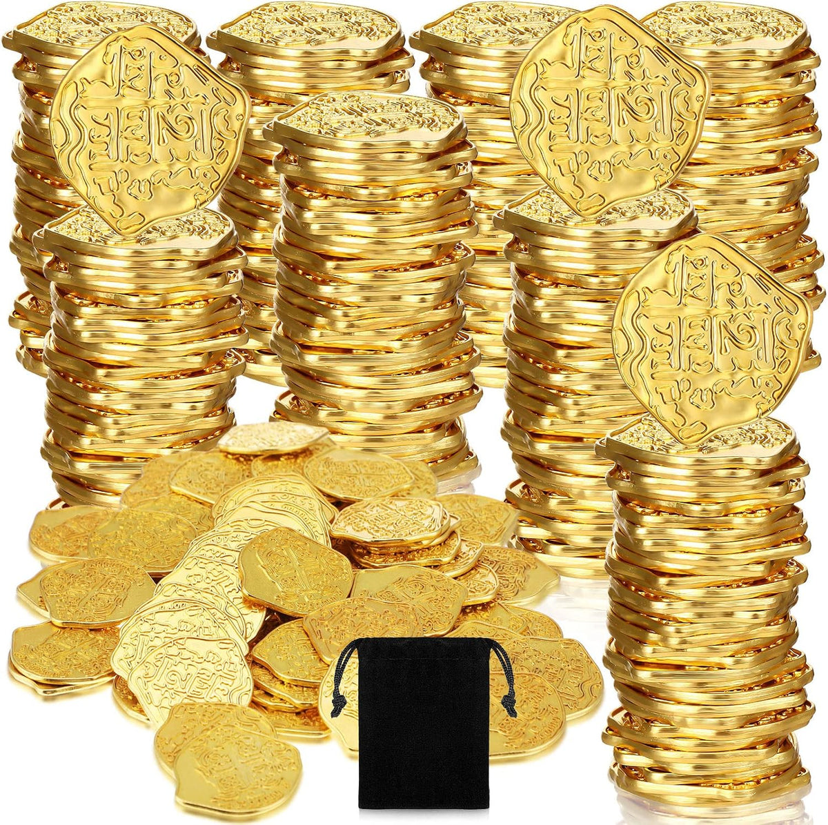 Hanaive 100 Pcs Metal Pirate Treasure Coins - Gold / Irregular