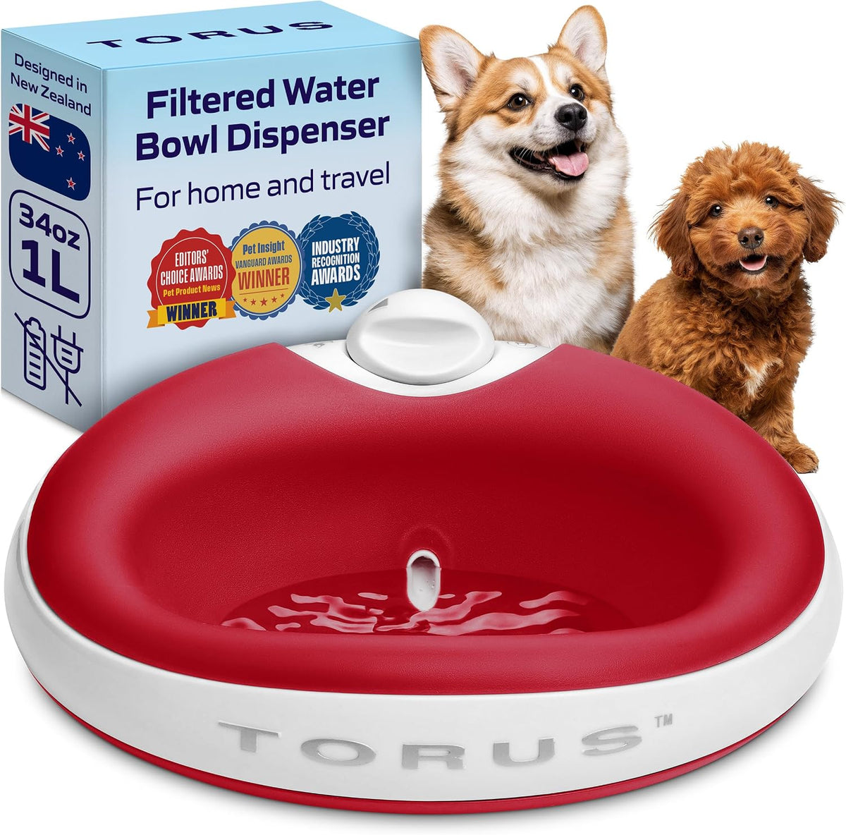 Filtered Portable Dog Water Dispenser - Red / Mini (34 oz / 1L) / Water Dispensers