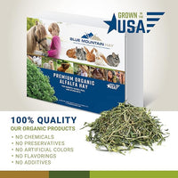 Blue Mountain Hay High-Altitude Hay - Organic Alfalfa, 25lb - High Protein, Fiber & Mineral-Rich - Soft, Leafy, High Leaf Retention - Ideal for Goats, Rabbits, Guinea Pigs & Other Small Animals