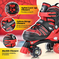 SULIFEEL Adjustable Kids Roller Skates, Light up Wheels – Fun for Kids & Family - A Spider Red / Large - Youth - image 3