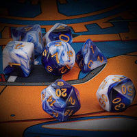 QMAY DND Dice Set - 7Pcs Blue Mix White Polyhedral Dice with Black Dice Bag – Fun for Kids & Family - Blue and White - image 4