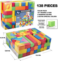 Foam Blocks for Toddlers, 138 Pieces EVA Soft Stacking Building Blocks Toy – Fun for Kids & Family - image 2