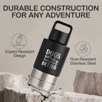 KEWIXY Insulated Dog Travel Water Bottle with Detachable Bowls - Black:Dogs Better / 32 Oz - image 3