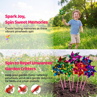 Elcoho 100 Pieces Plastic Rainbow Windmill Party Pinwheels DIY - 200 - image 4