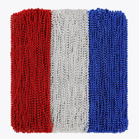 Huskein Bead Necklace, 33" Colorful Mardi Gras Beads Necklaces - Red White Blue / 12