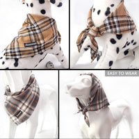 Soft Washable Plaid Bandanas for Dogs and Cats - Light Khaki / Small - image 4