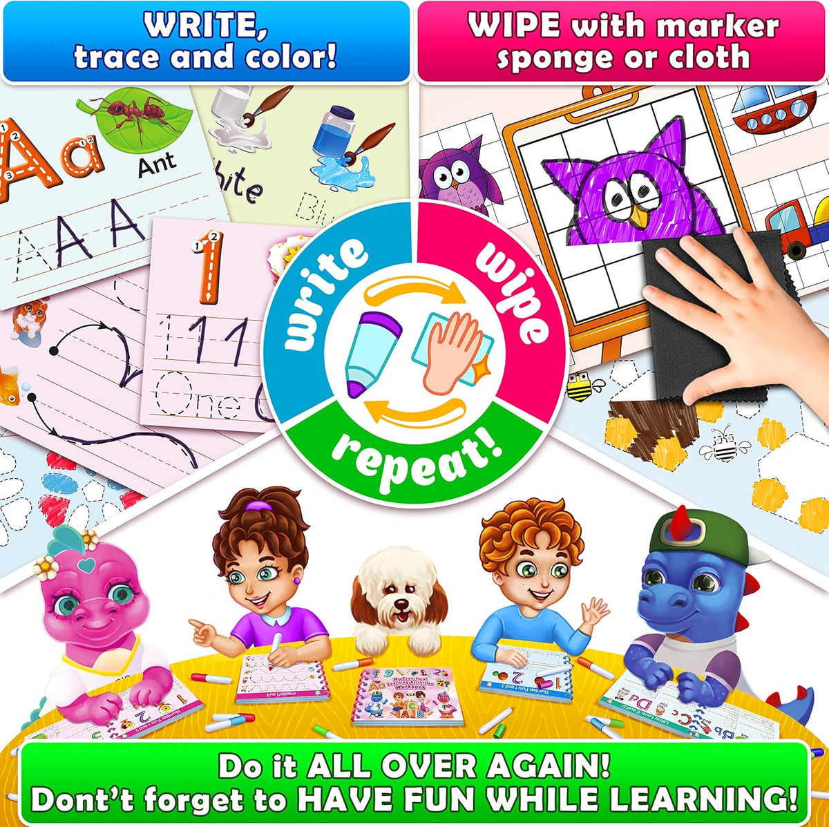 Curious 2 Learn Hardcover Preschool Activity Workbook for Kids Ages 3 - Blue - image 4
