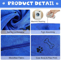 Chumia 4 Pcs Dog Towels for Drying Dog Puppy Bulk Microfiber - 24 x 40 Inch / Dark Blue - image 3