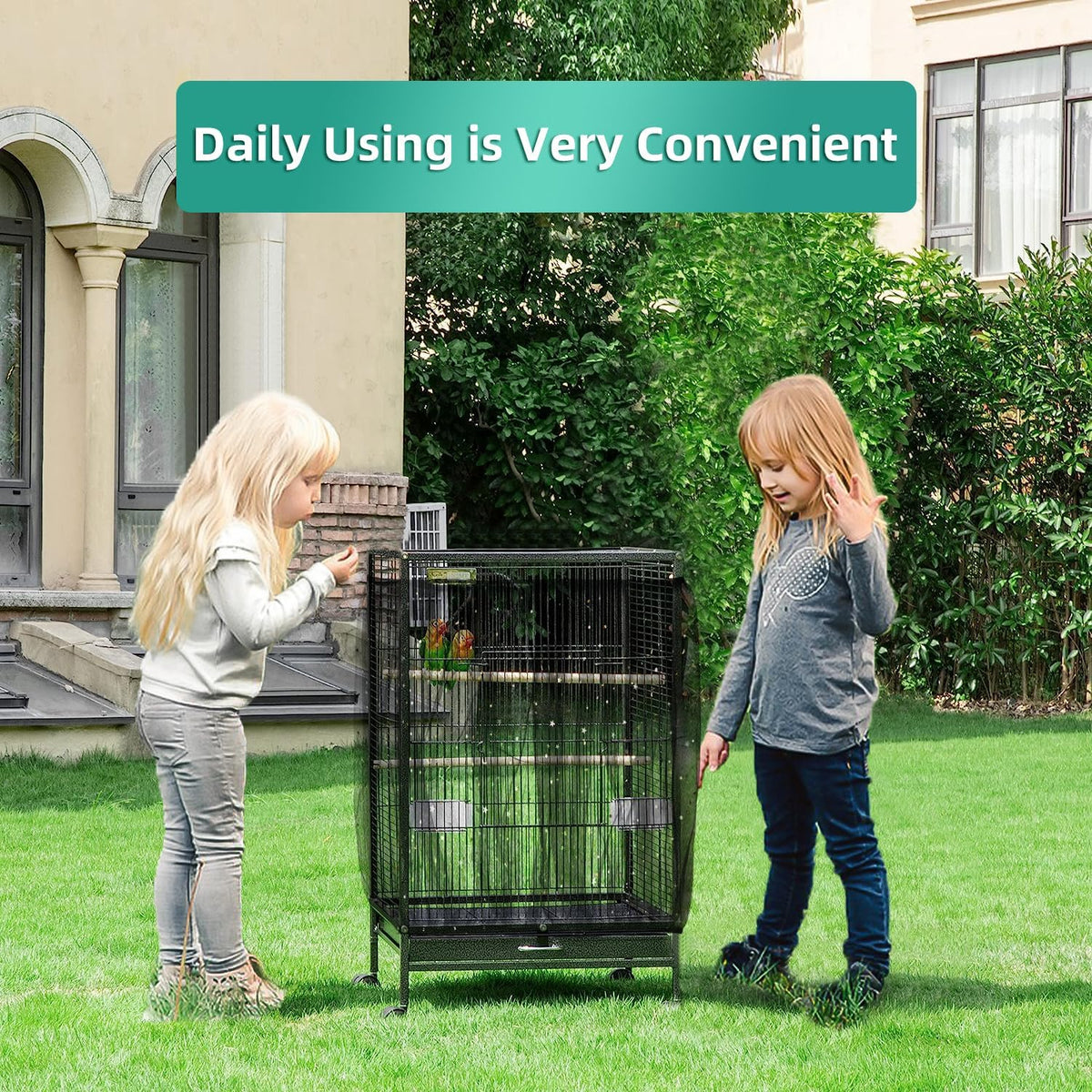 Bird Cage Seed Catcher, Seed Catcher Guard Net Cover - Star-black / 15.7" x87" - image 2