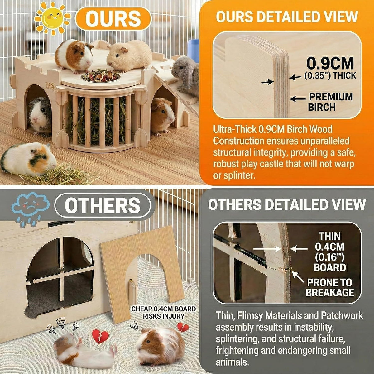 Castle Chinchilla House, Guinea Pig Hideout – Essentials for Small Pets - Extra Large Assembly Style - image 4