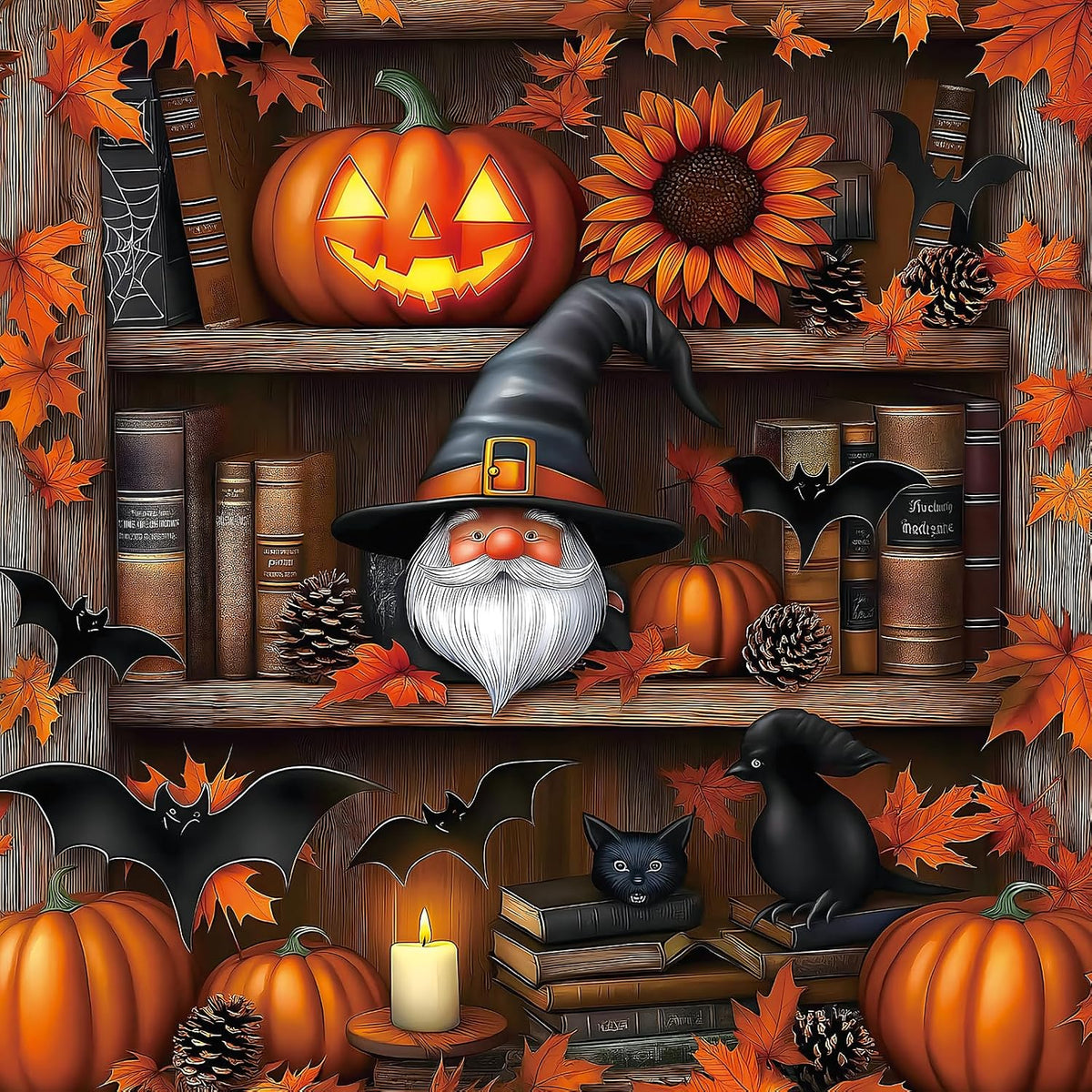 Blueforest Puzzles for Adults 500 Pieces - Halloween Bookshelf / 20" X 20"