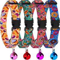 4PCS Breakaway Cat Collars with Bell - Travel & Cookies