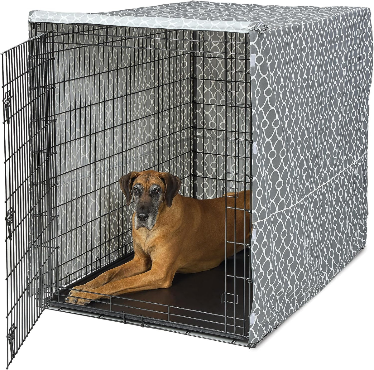 MidWest Homes for Pets Medium Dog Crate Cover - Gray Geometric Pattern / Fits 54-Inch Crate