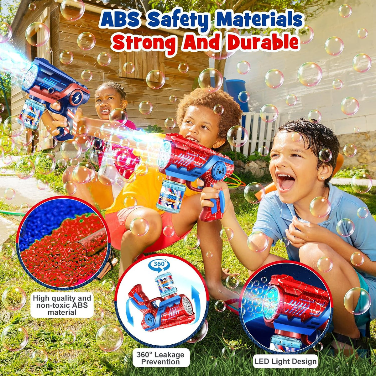 Nicmore automatic bubble gun 2-pack for kids with bubble solution bottles - view 10