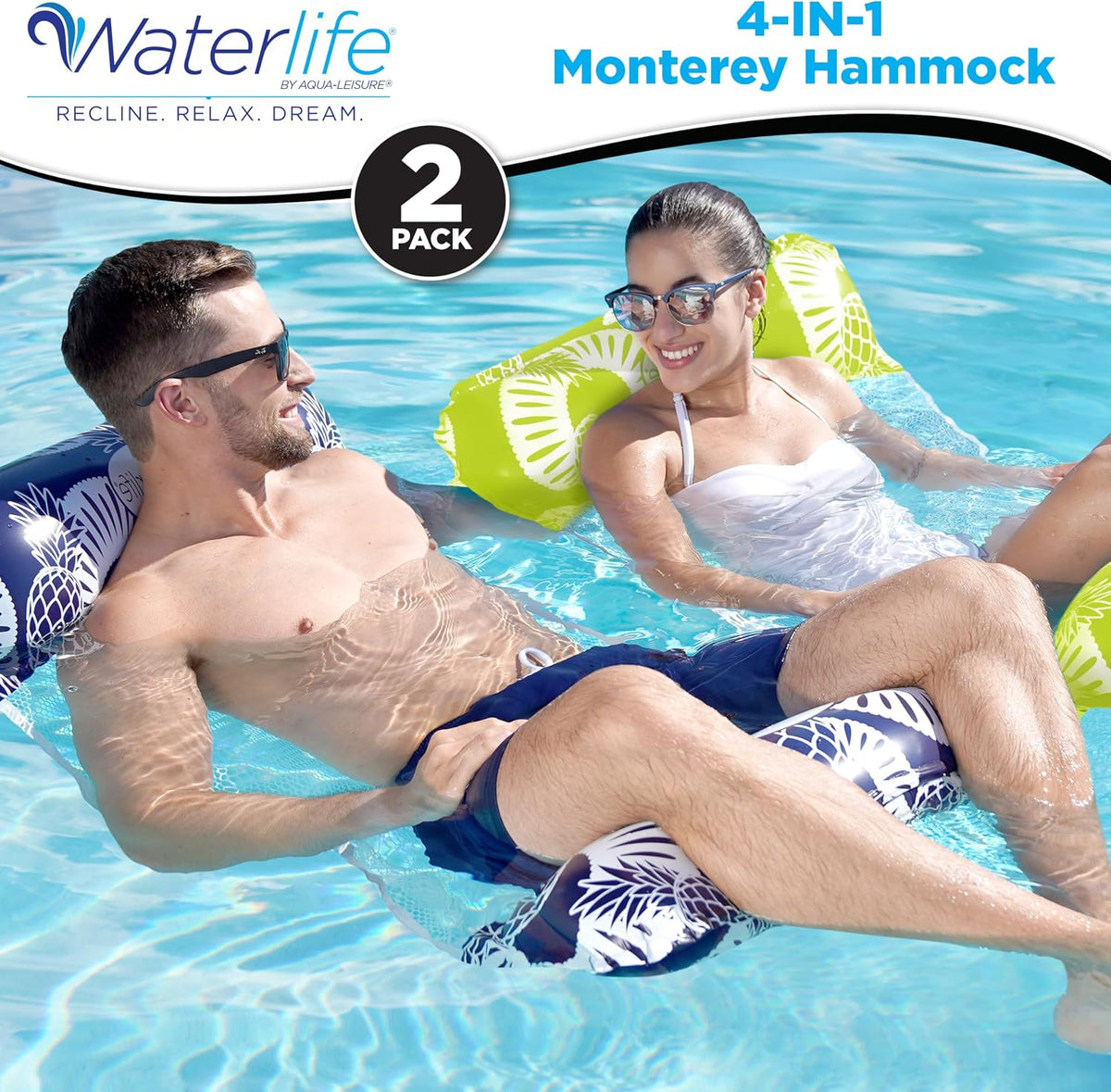 Waterlife 4-in-1 Pool Hammock 4-Pack - 2 Pack (Navy, Green) - image 2