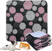 Washable Pee Pads for Dogs, Nonslip and Leak-Proof Dog Pee Pads - Flower Black / 36" x 36" (2 Pack)