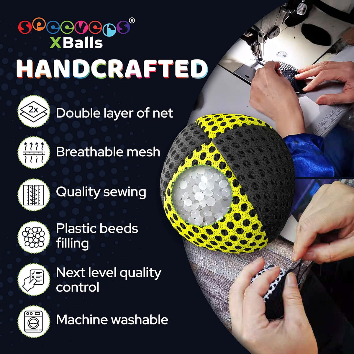 speevers Juggling Balls for Beginners and Professionals Set of 3 - Black - Yellow / 2.5 oz - image 4