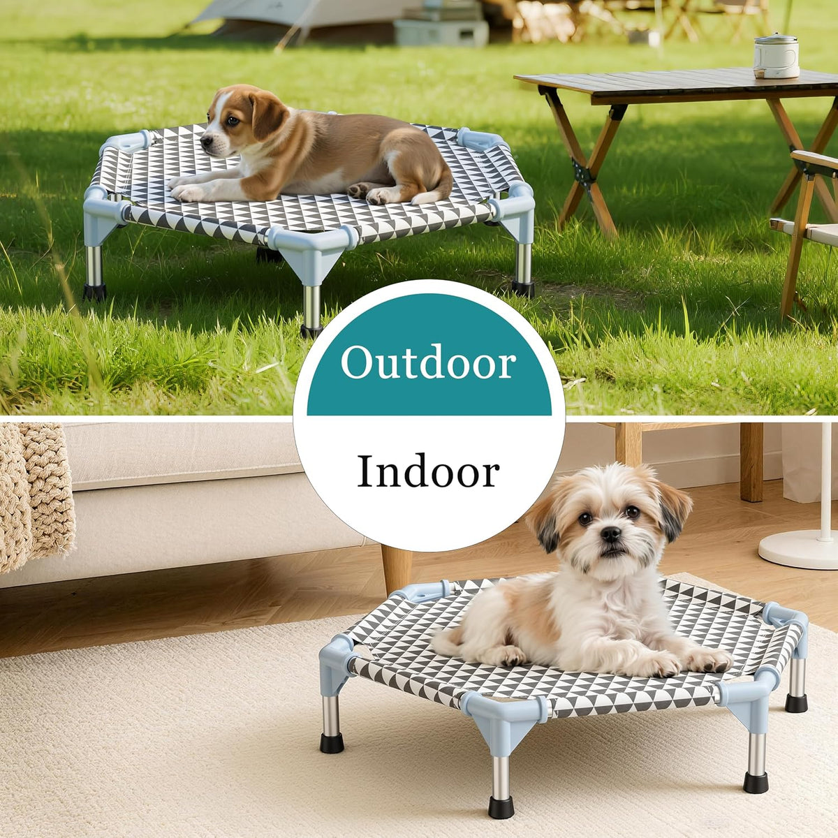 Kuntrust Elevated Outdoor Dog Bed, Medium Size, Cotton Material - Triangle / 6 sided Small - image 3