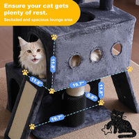 Hey-brother Cat Tree Tower with Large Platform, Spacious Condo - Smoky Gray / 71.5 Inches - image 4
