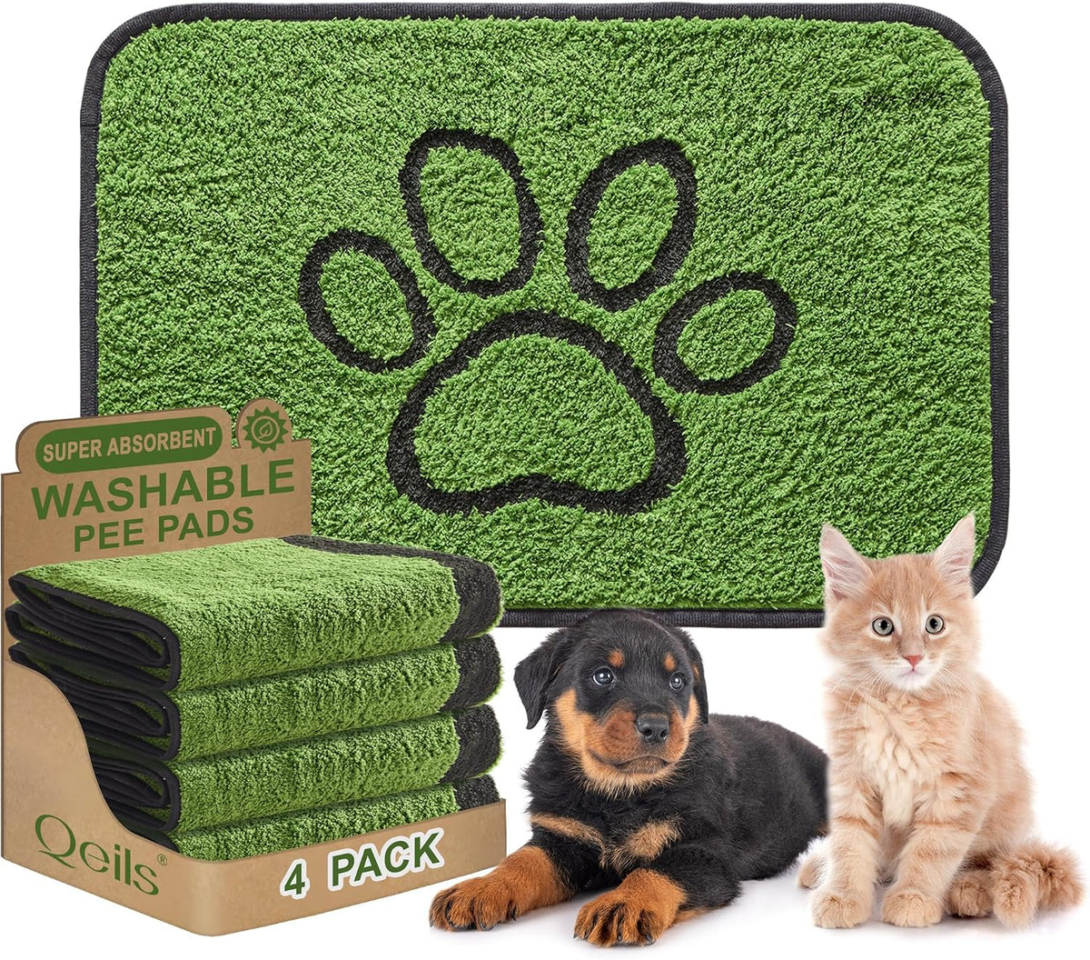 Reusable Dog Pee Pads, Washable Puppy Pads - Flannel / 24"x36"(pack of 4)