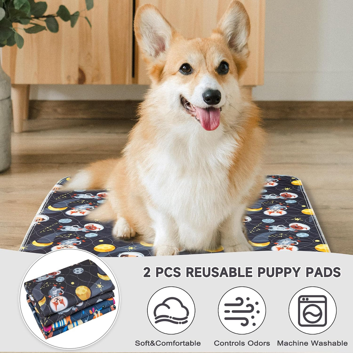 Paw Legend Washable Reusable Dog Pee Pads Super Absorbent - 34"X36" / Navy & Gray - image 4