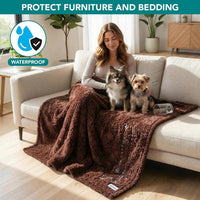 PetAmi Fluffy Sherpa Waterproof Dog Blanket for Small Pet Cat - Brown / Small (24x32) - image 2