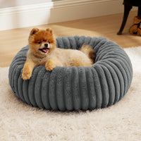 Bedsure ComfyFleece Donut Dog Bed Medium Size Dog with Washable Cover – Essentials for Dogs - S (23x23x7) / Warm Grey
