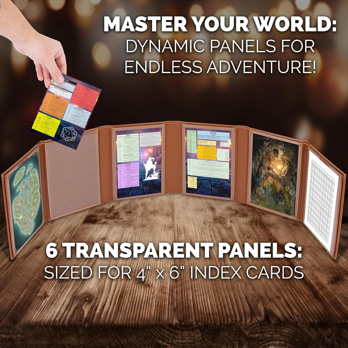 CASEMATIX miniature 6-panel faux leather DM screen with d20 pattern - view 5