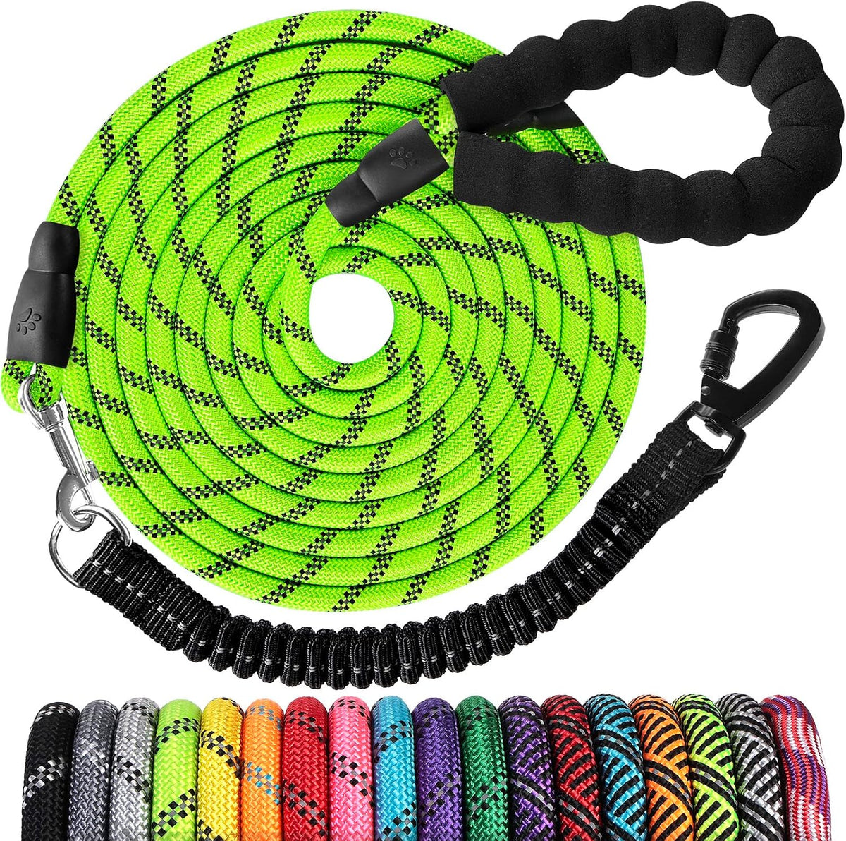 Long Dog Leash 15 FT: Heavy Duty Rope Leashes for Dogs Training - Green / 30ft*1/3''