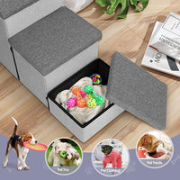 Heeyoo Dog Stairs with Storage, Foldable Dog Steps for Small Dogs, 3 Tiers Non-Slip Pet Stairs for High Beds Or Couch and Sofa, Hold up to 200 lbs Pet Cat