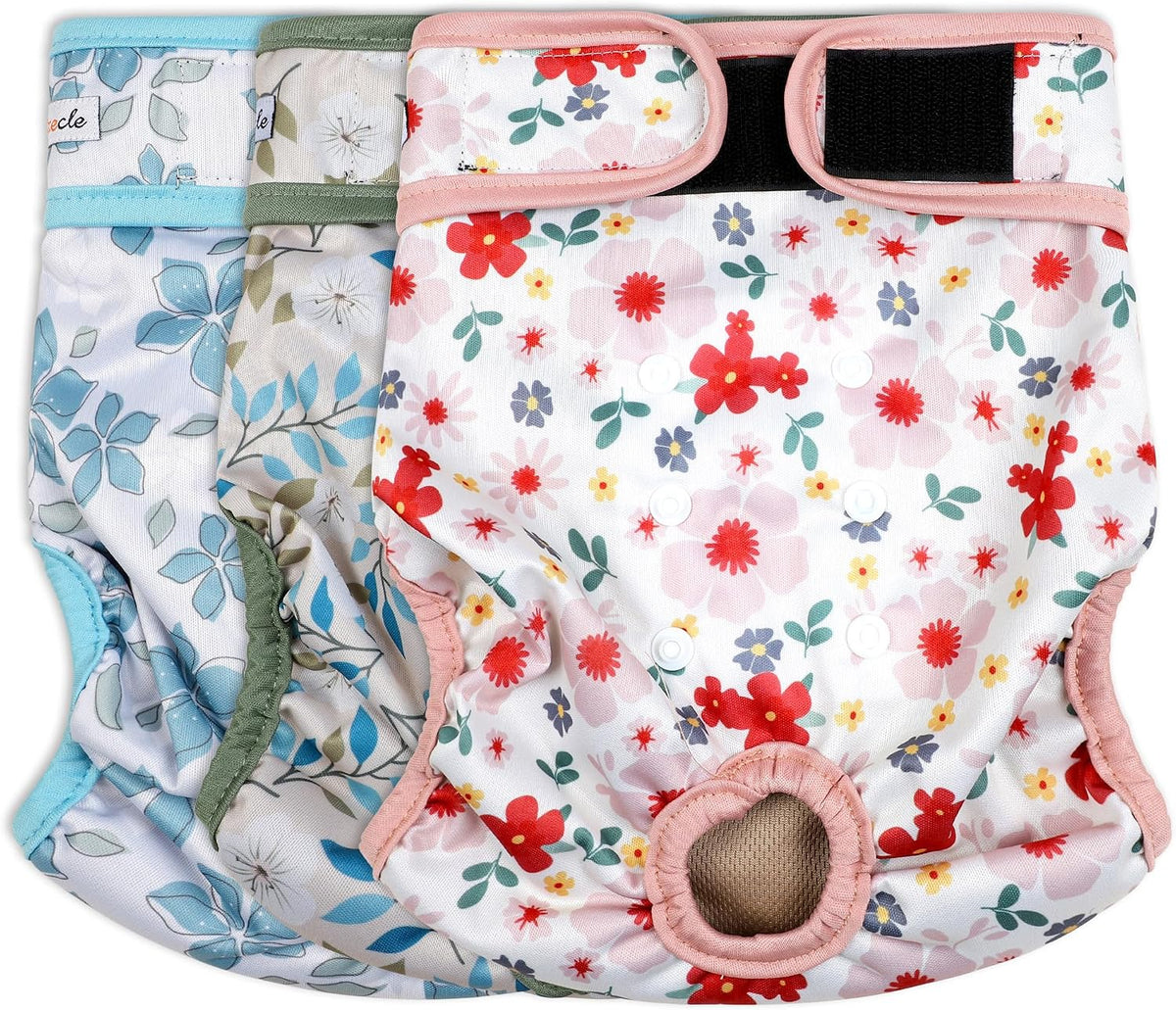 Washable Female Dog Diapers - X-Large(17.5"-27"Waist) / Flower-2