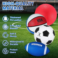 Lenwen sports balls set with basketball, soccer ball, football, playground ball, pump and bag - view 10