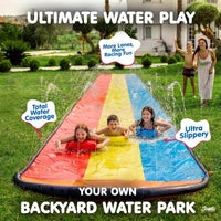 JAMBO Premium Triple Water Slide with 3 Bodyboards - 20ft Triple Lane Multicolor - image 2