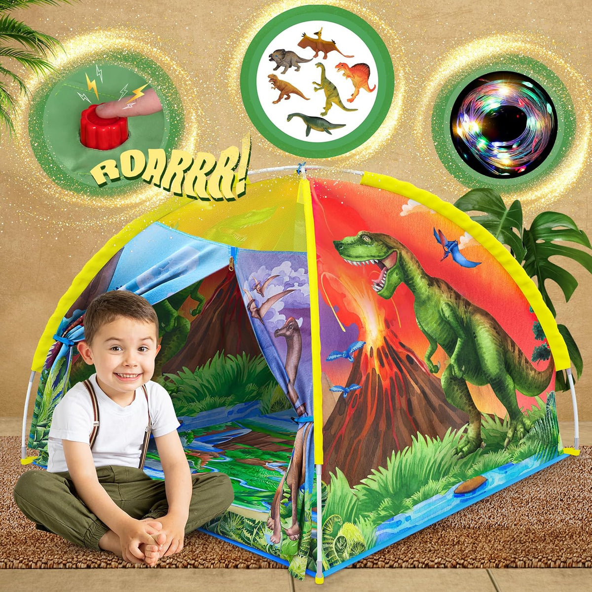 W&O Dino Super Dome with Roar Button, Dino Toys & LED Lights – Fun for Kids & Family - Dino Super Dome