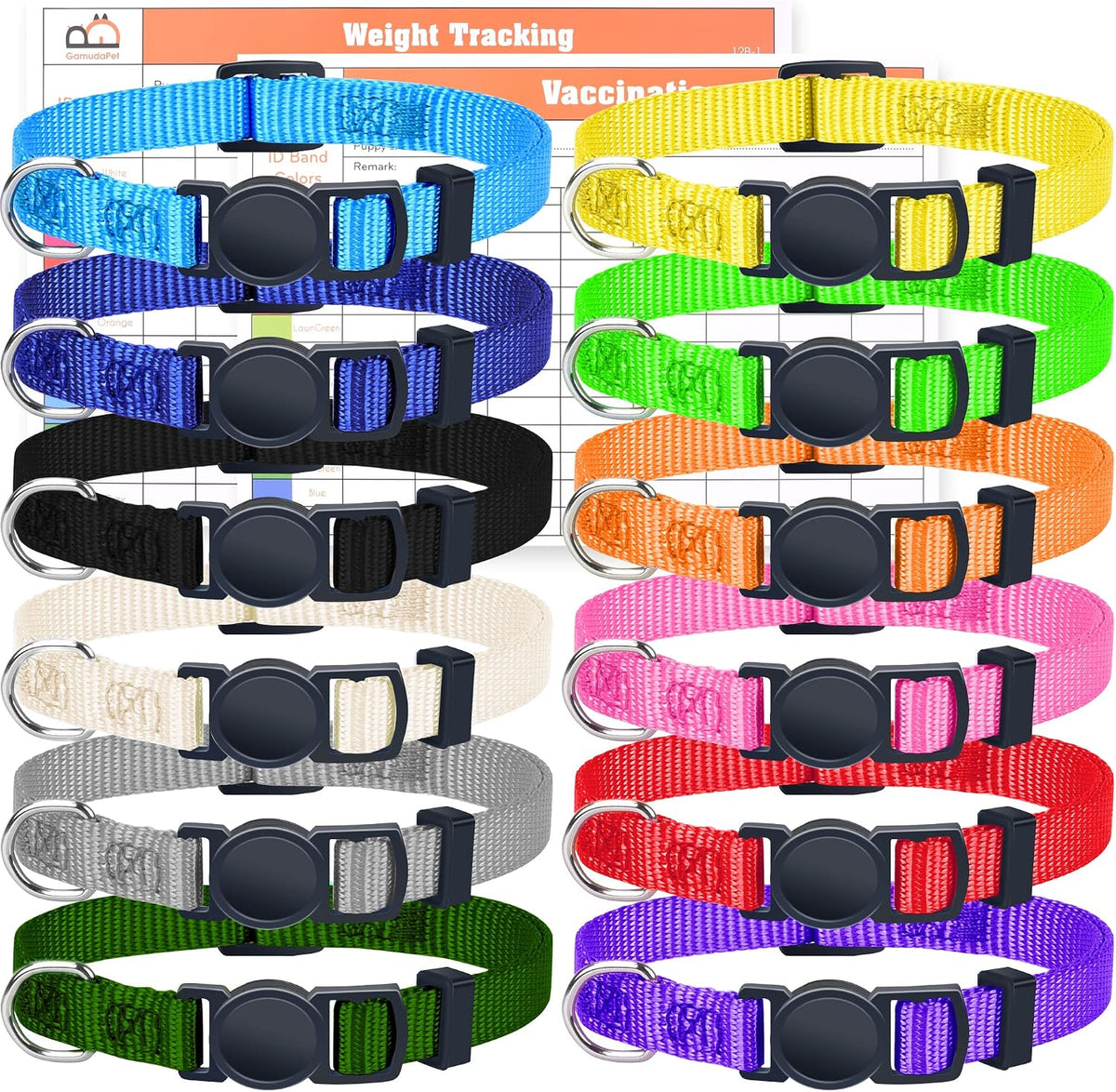 Puppy ID Collars, Super Soft Nylon Whelping Set - S