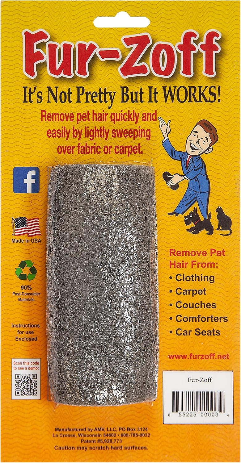 Fur-Zoff Pet Hair Removal Tool for Carpet, Car, Rugs, Bedding