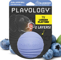 Playology Durable Large Dual Layer Dog Ball, Peanut Butter Scent - Jumbo / Blueberry