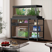 55-75 Gallon Fish Tank Stand: Heavy Duty Aquarium Stand with Power Outlets and Cabinet for Fish Tank Accessories Storage - Metal Frame, 1200LBS Capacity, Suitable for Fish & Reptile Terrariums