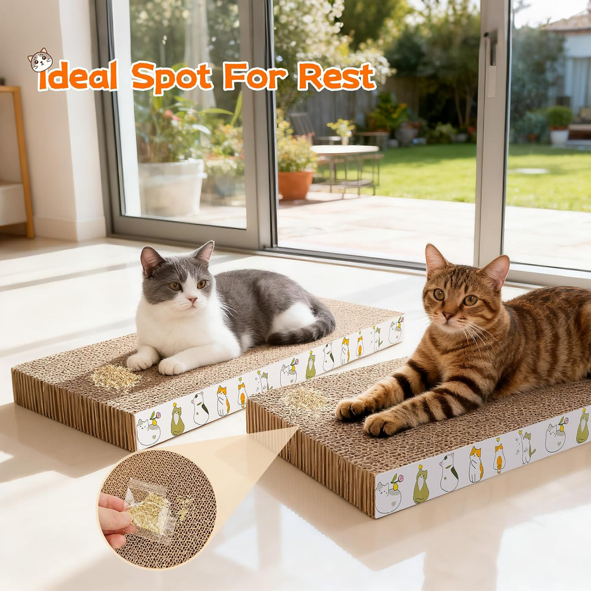 PatiencET Cat Scratch Pad with Box - Flat - 2 Pack - image 4