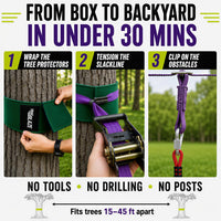 Ninja Warrior Obstacle Course Kids Outside - Purple / 55ft Double Line Kit – 10 Obstacles - image 3