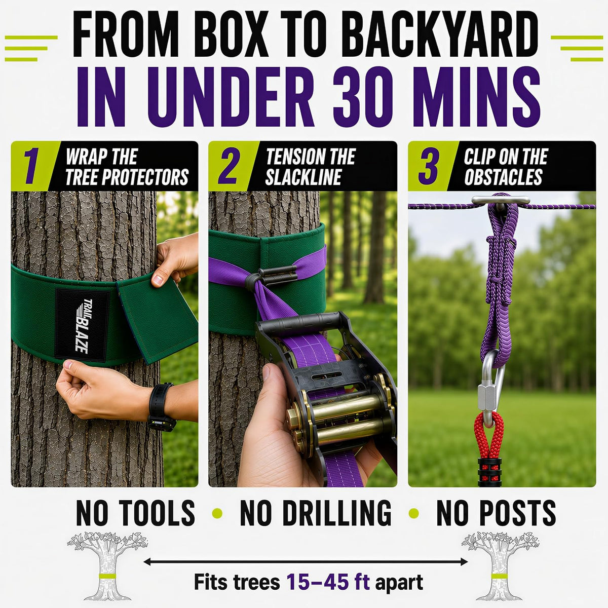 Ninja Warrior Obstacle Course Kids Outside - Purple / 55ft Double Line Kit – 10 Obstacles - image 3