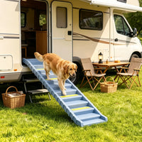 Gray Portable Dog Ramp Foldable Stairs for Medium Small Dogs to Get on Car Truck SUV