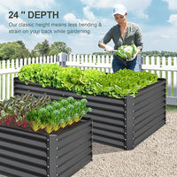 Domi Raised Garden Beds Outdoor, 6x3x2ft Thickening Tall Metal Rectangular Deep Root Box Planter for Vegetables, Flowers, Herbs, and Succulents 2" Deep w/ 256 Gallon Capacity - Dark Gray