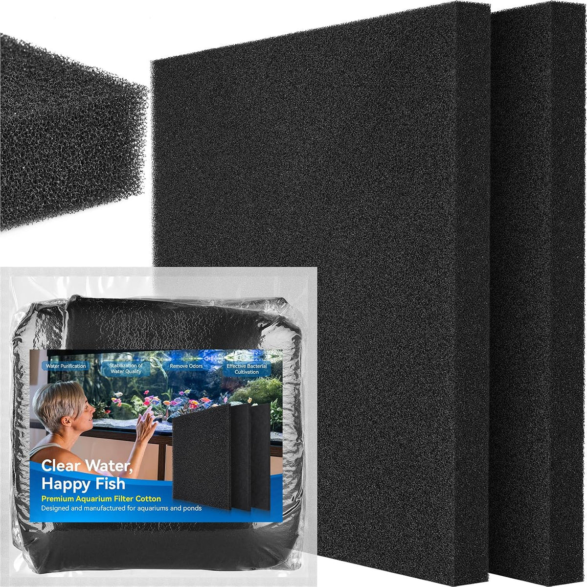 Borlech Aquarium Bio Filter Sponge Pad - 18.5"x18.5"x1.6" (35PPI) 2 PACK