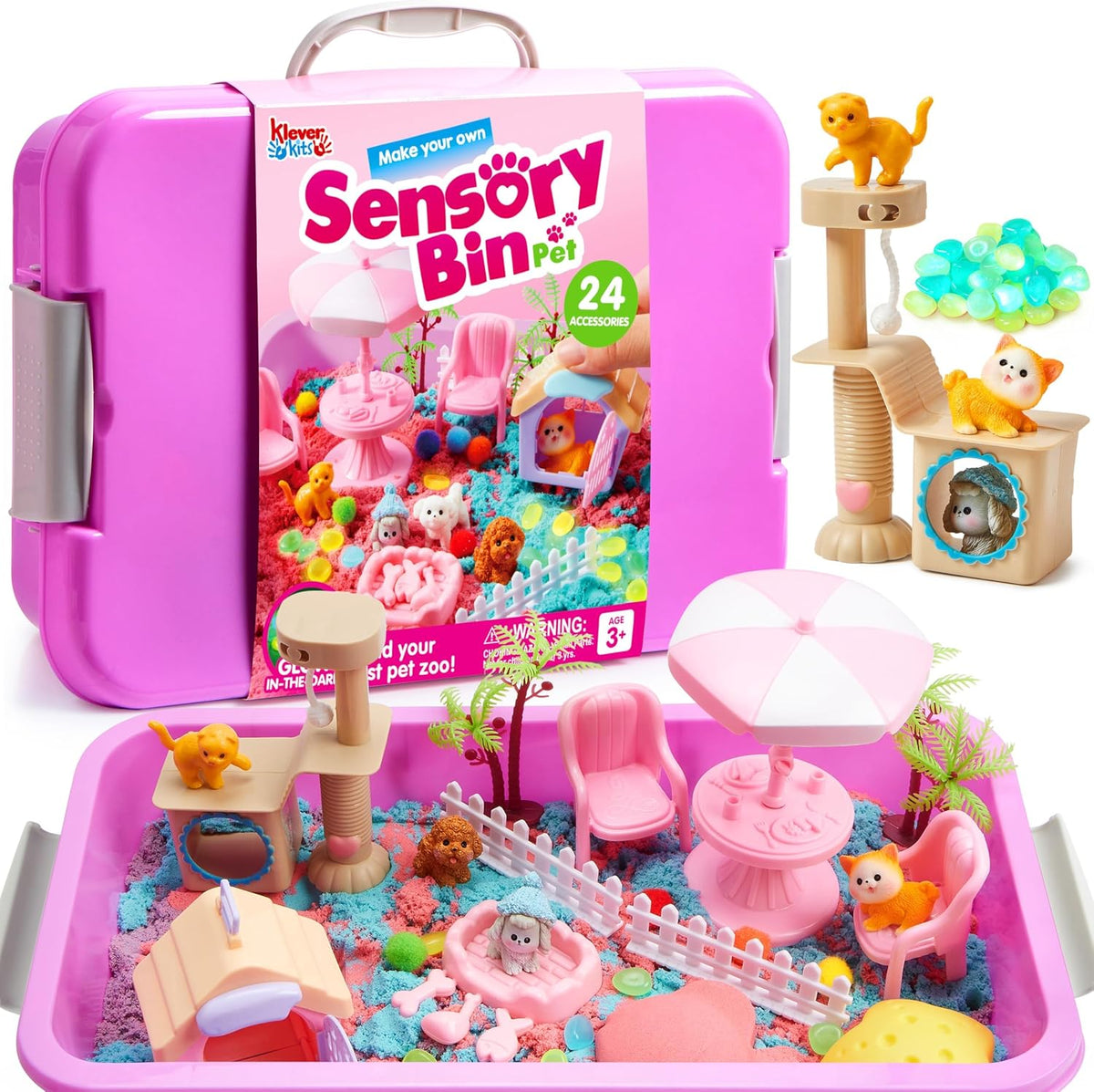 JOVA Klever Kits Construction Sensory Bin for kids Glow - Pet