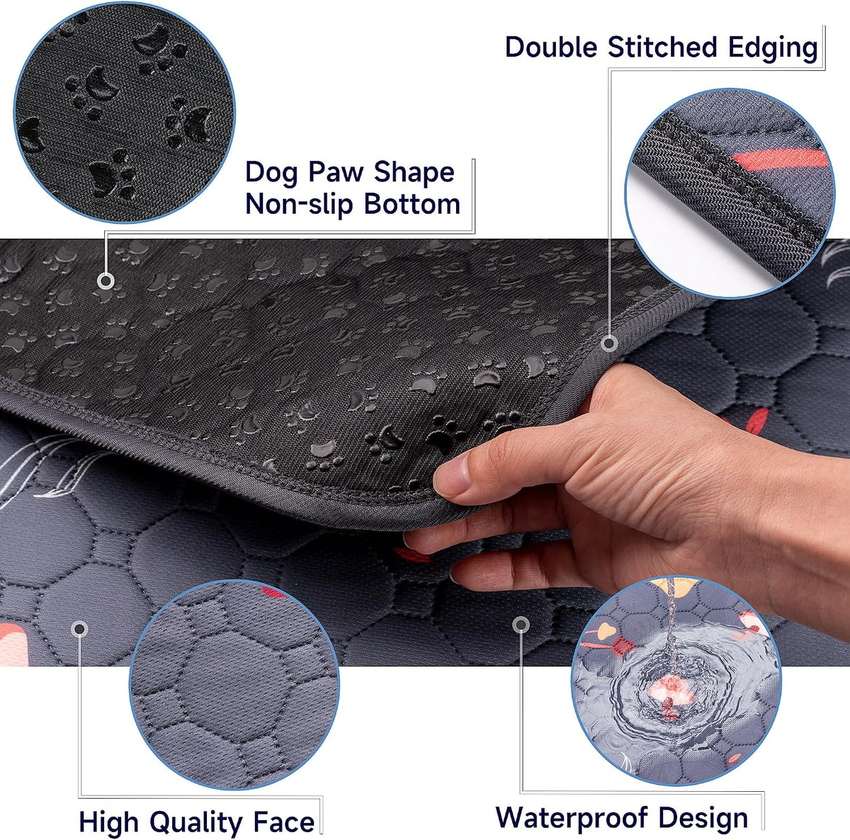4 Pack Washable Pee Pads for Dogs - Gray / 36x48 Inch (Pack of 2) - image 2