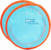 Chuckit! Paraflight Flying Disc Dog Toy, Floats, Size Large - Small (Pack of 2) / Blue/Orange