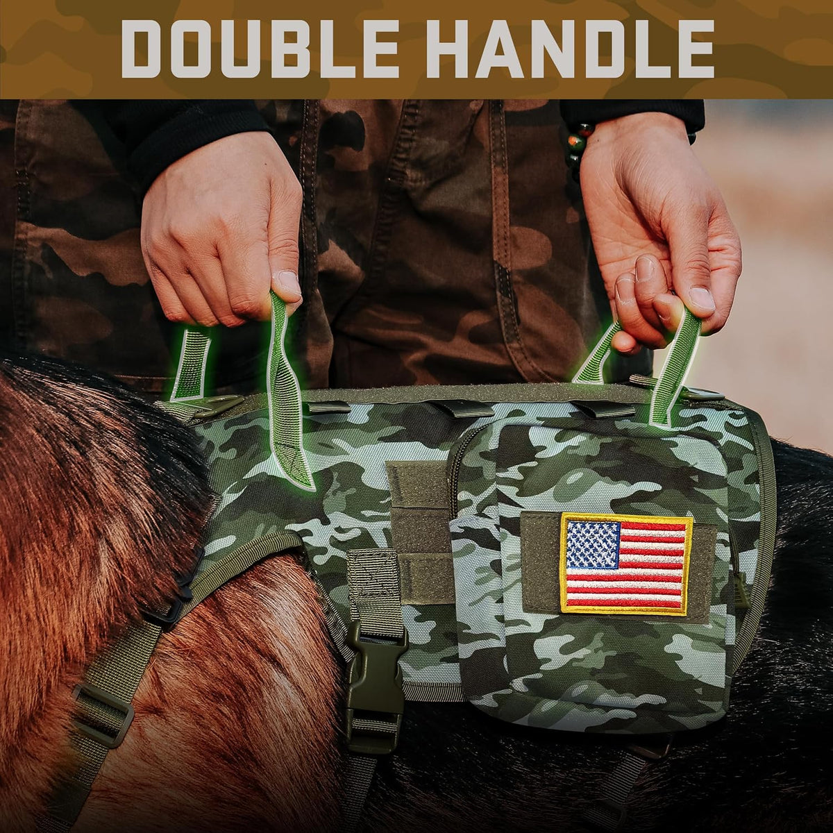Forestpaw Tactical Dog Harness for Medium Dogs, Service Dog Vest - L:Chest 27-40",Fit 70-140lbs / Camouflage Green - image 3